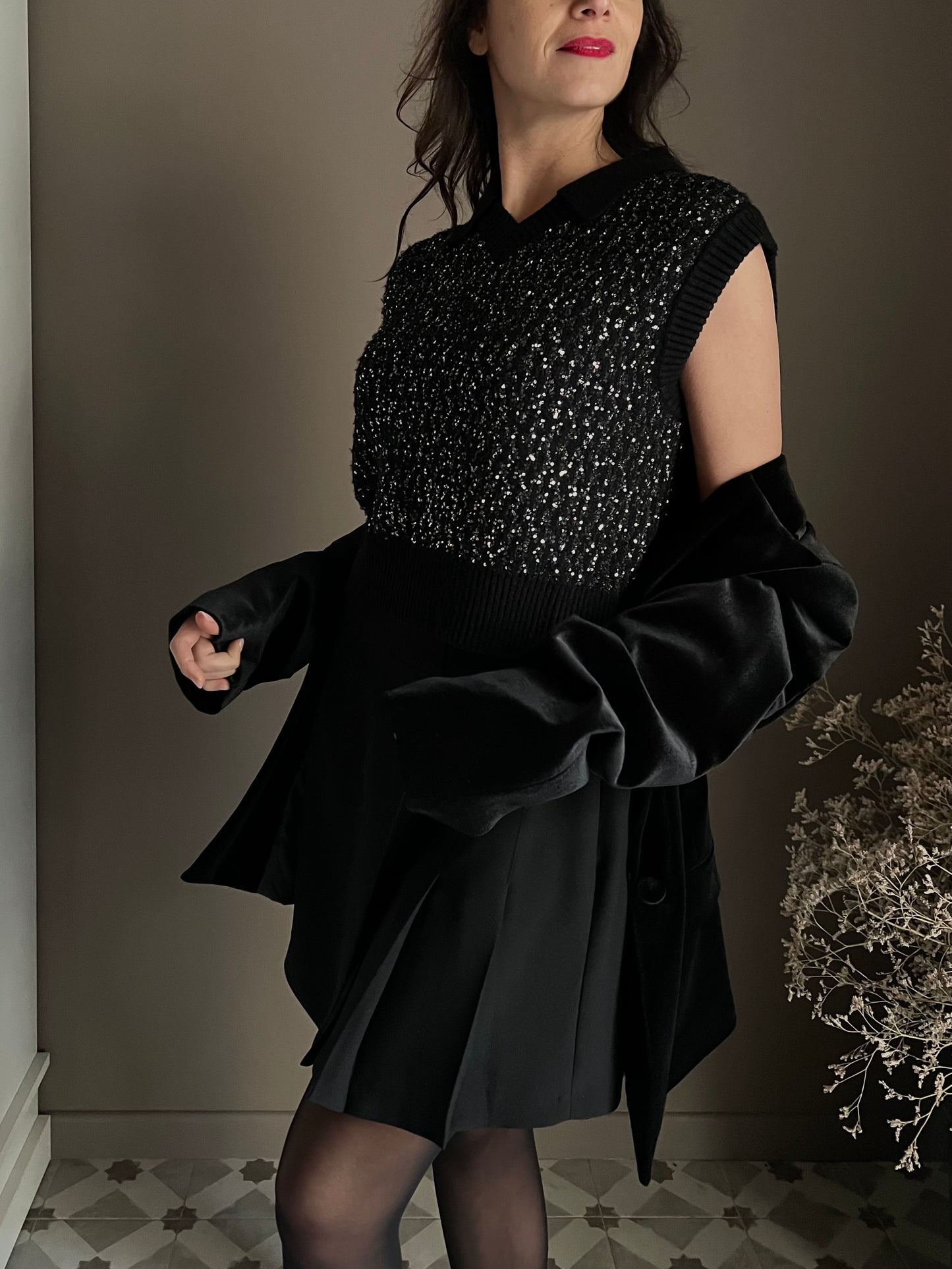 Gilet in maglia con paillettes