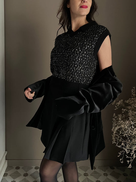 Gilet in maglia con paillettes