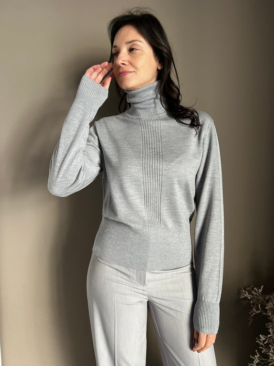 Maglia collo alto in 100% lana Mistery Grey