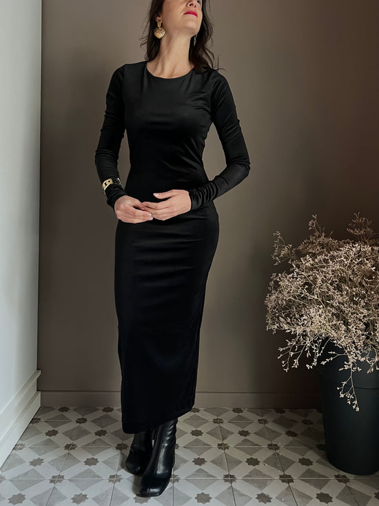 Abito lungo in velluto nero