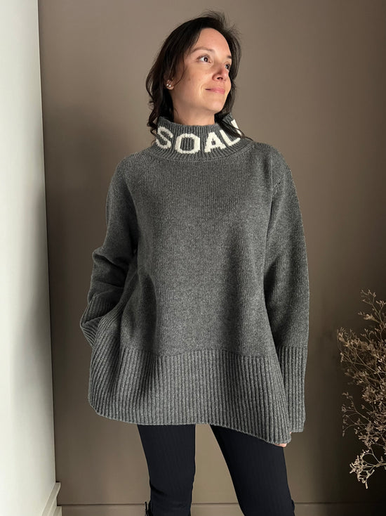 Maglione oversize So Allure collo alto grigio