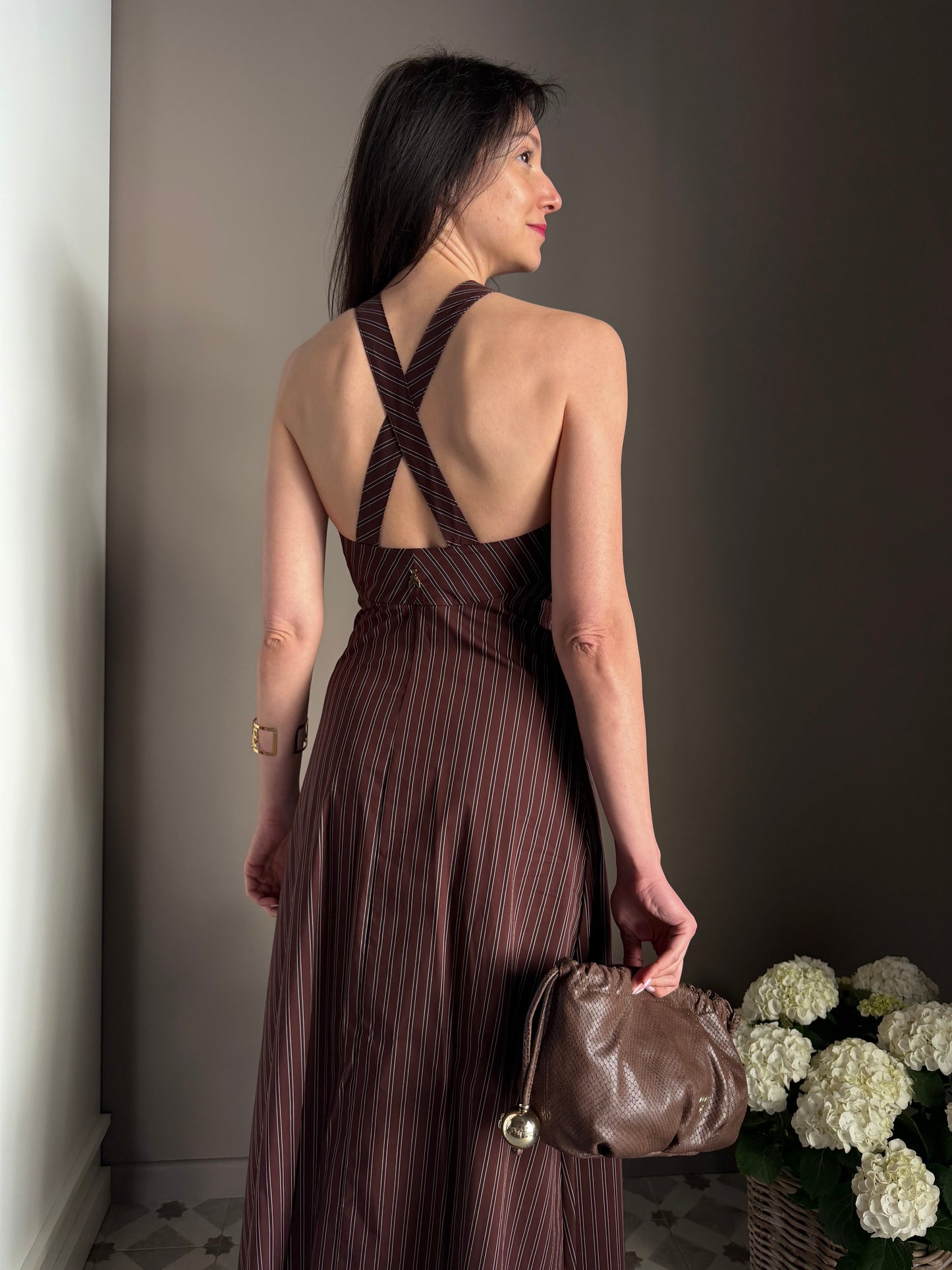 Abito Lungo Brown Stripes