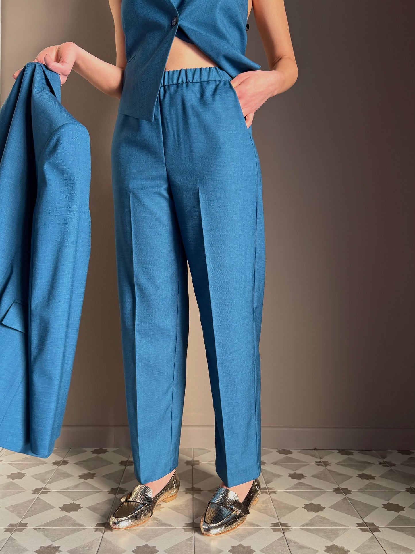 Pantalone con elastico Teal