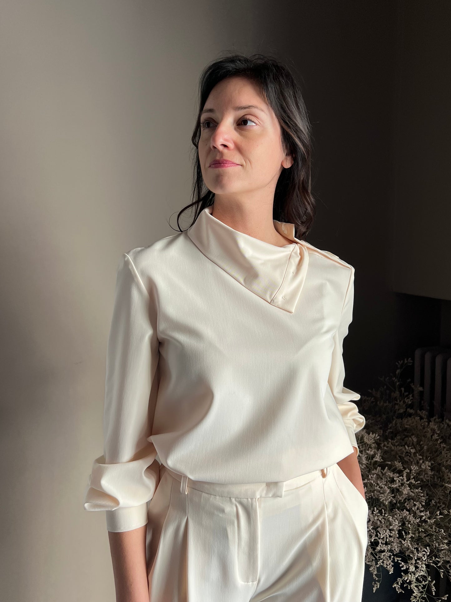 Maglia effetto abbottonato Wooly White