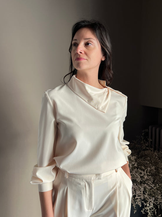 Maglia effetto abbottonato Wooly White