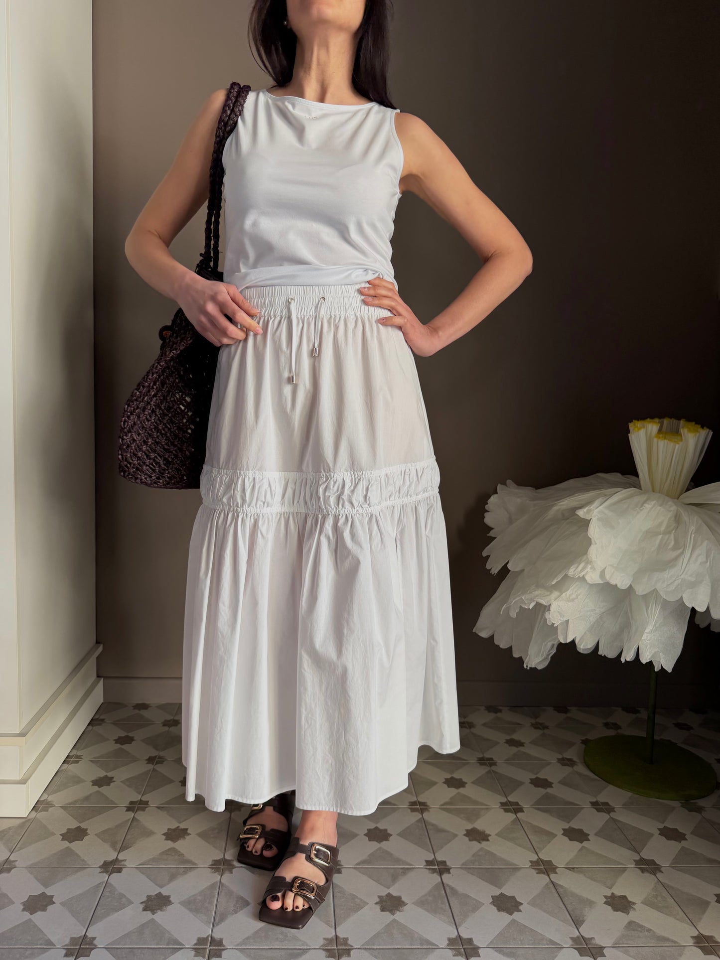 Gonna in Popeline di Cotone Bianca – Patrizia Pepe