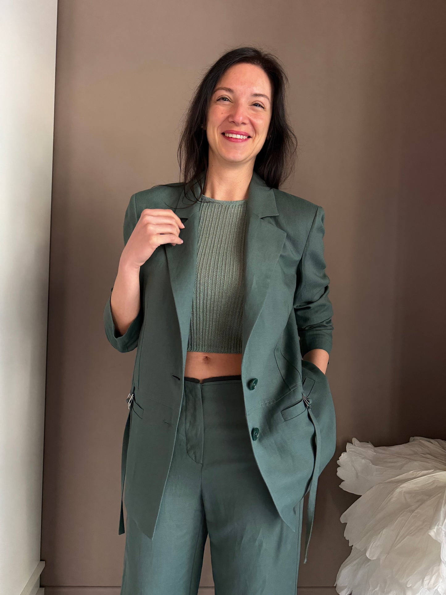 Blazer Patrizia Pepe in Lino e Viscosa – Verde Salvia