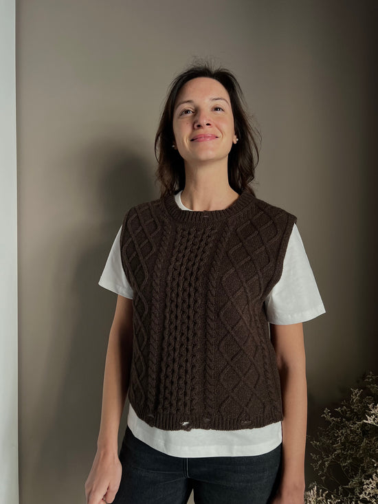 Gilet in maglia a treccia