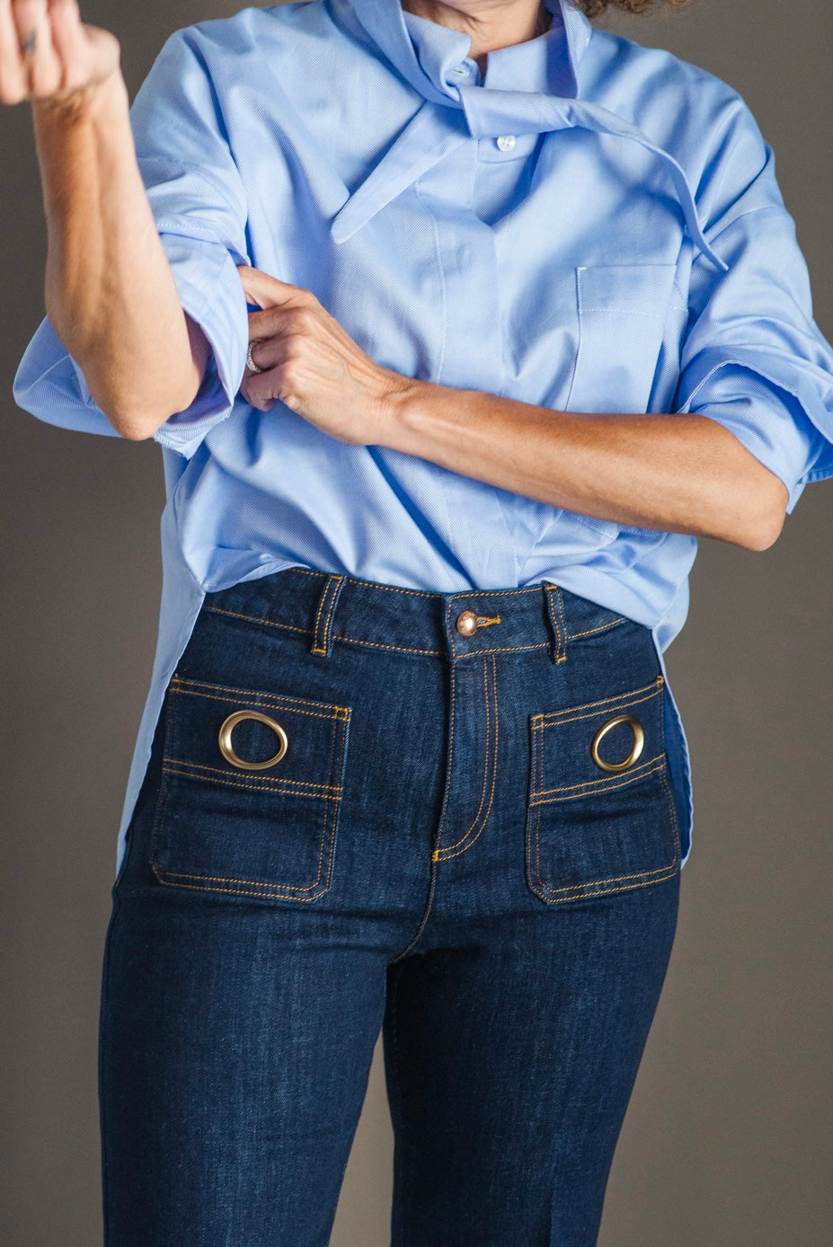 Pantalone denim Flare in tessuto Candiani