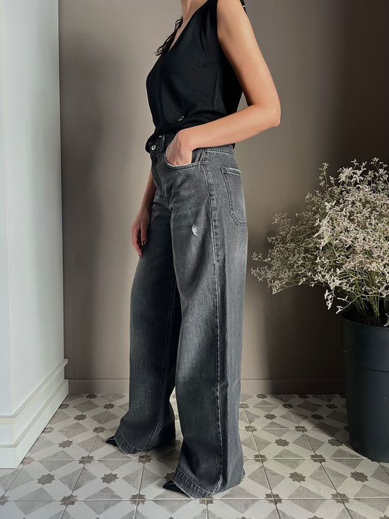 Pantalone denim Noumeno Concept gamba larga
