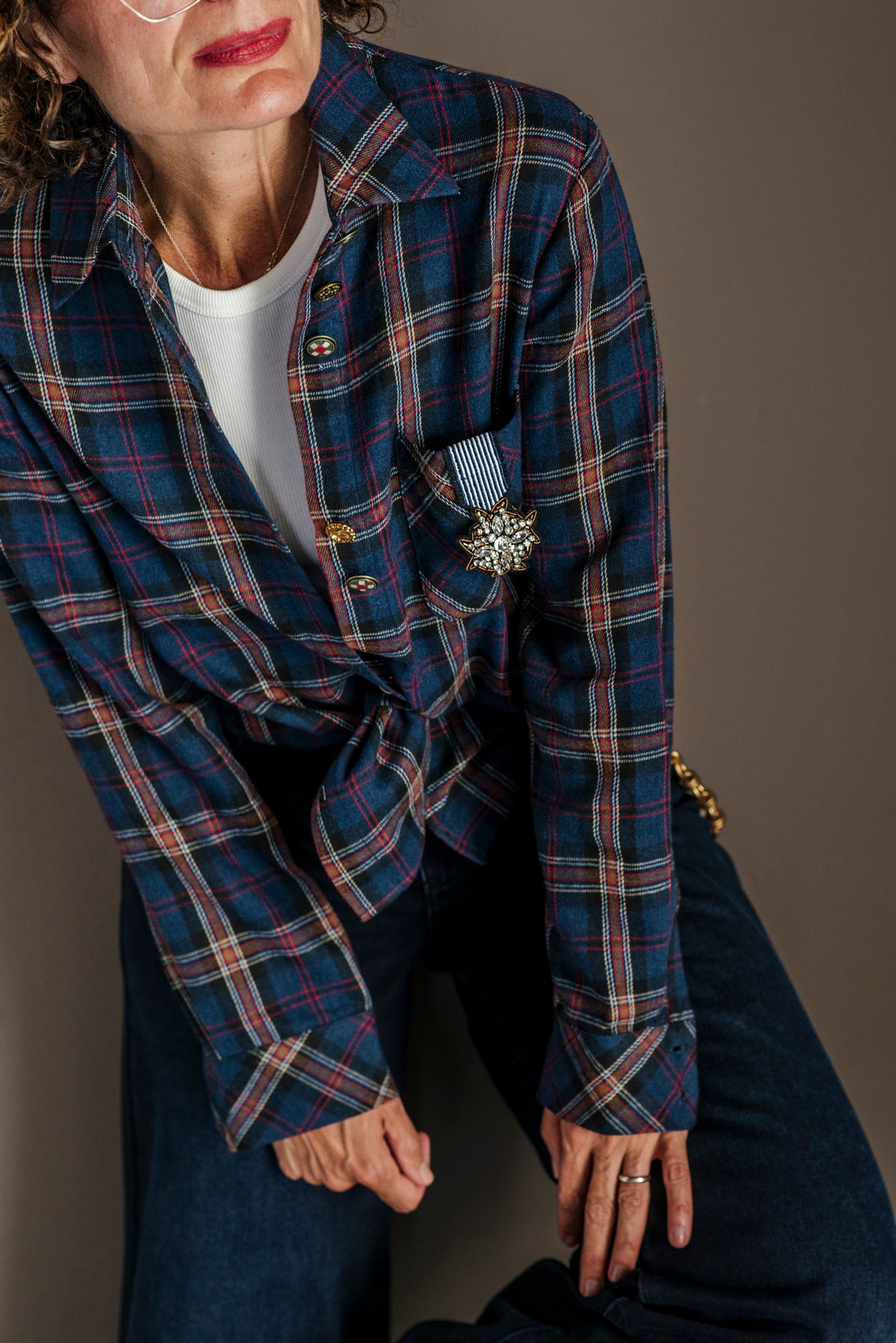 Camicia in flanella tartan blu