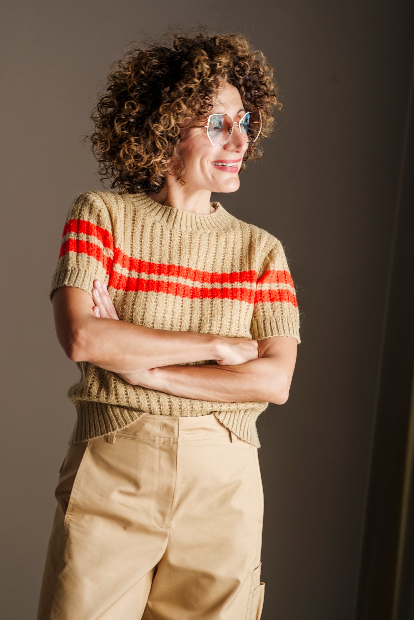 Maglia a coste beige Orange