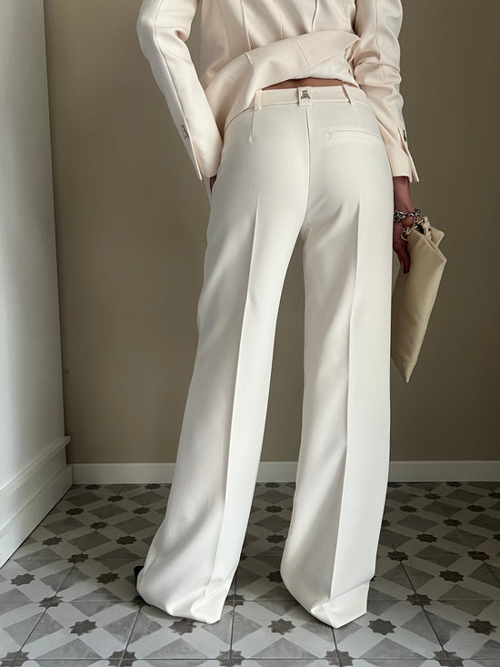 Pantalone palazzo vita bassa in twill