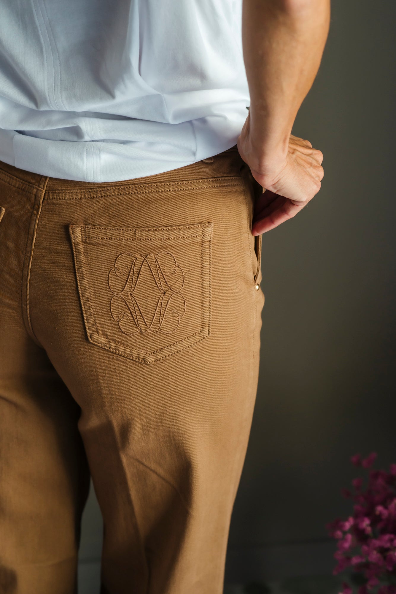 Pantalone in cotone gamba dritta tessuto Candiani