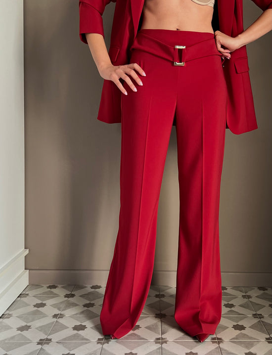 Pantalone in crepe fluido velvet red