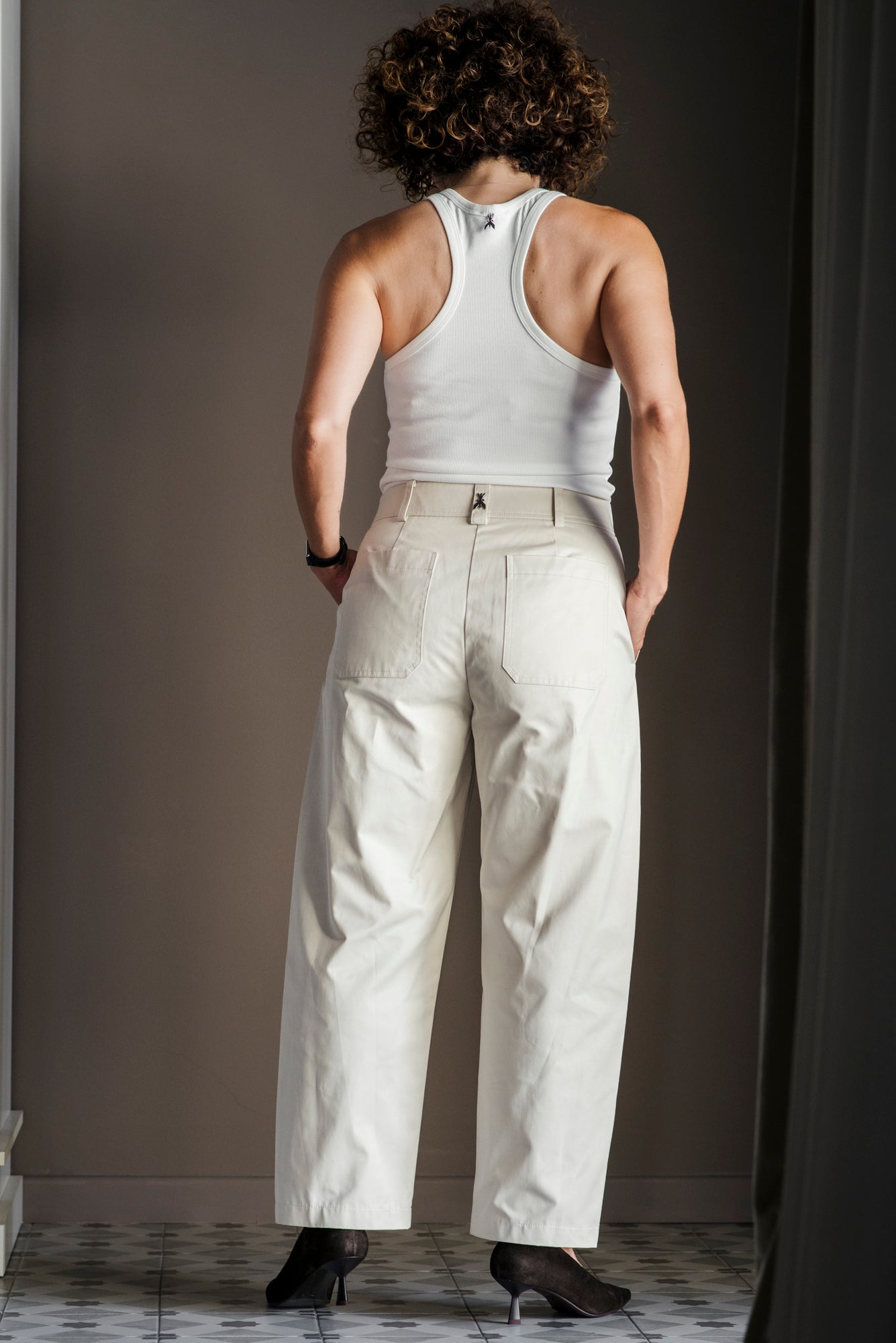 Pantalone in cotone barrel fit White Sand