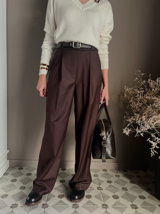 Pantalone a palazzo city chic fondente