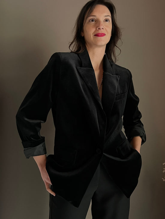 Giacca oversize in velluto nero So Allure
