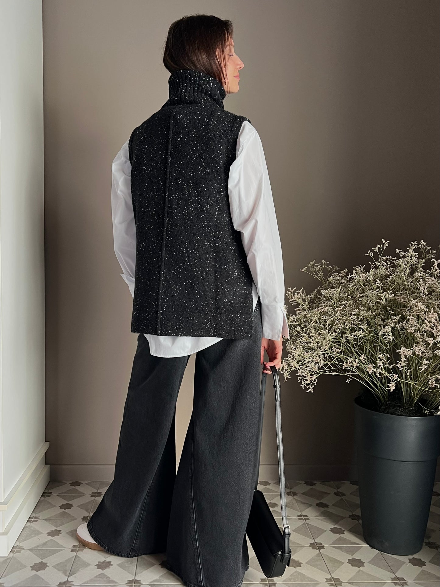 Gilet collo alto in lana