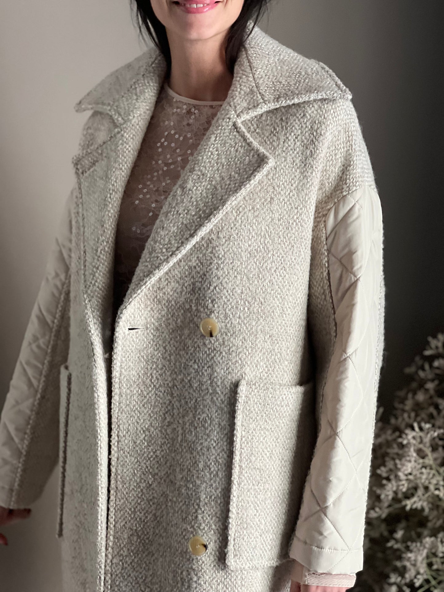 Cappotto midi in misto lana