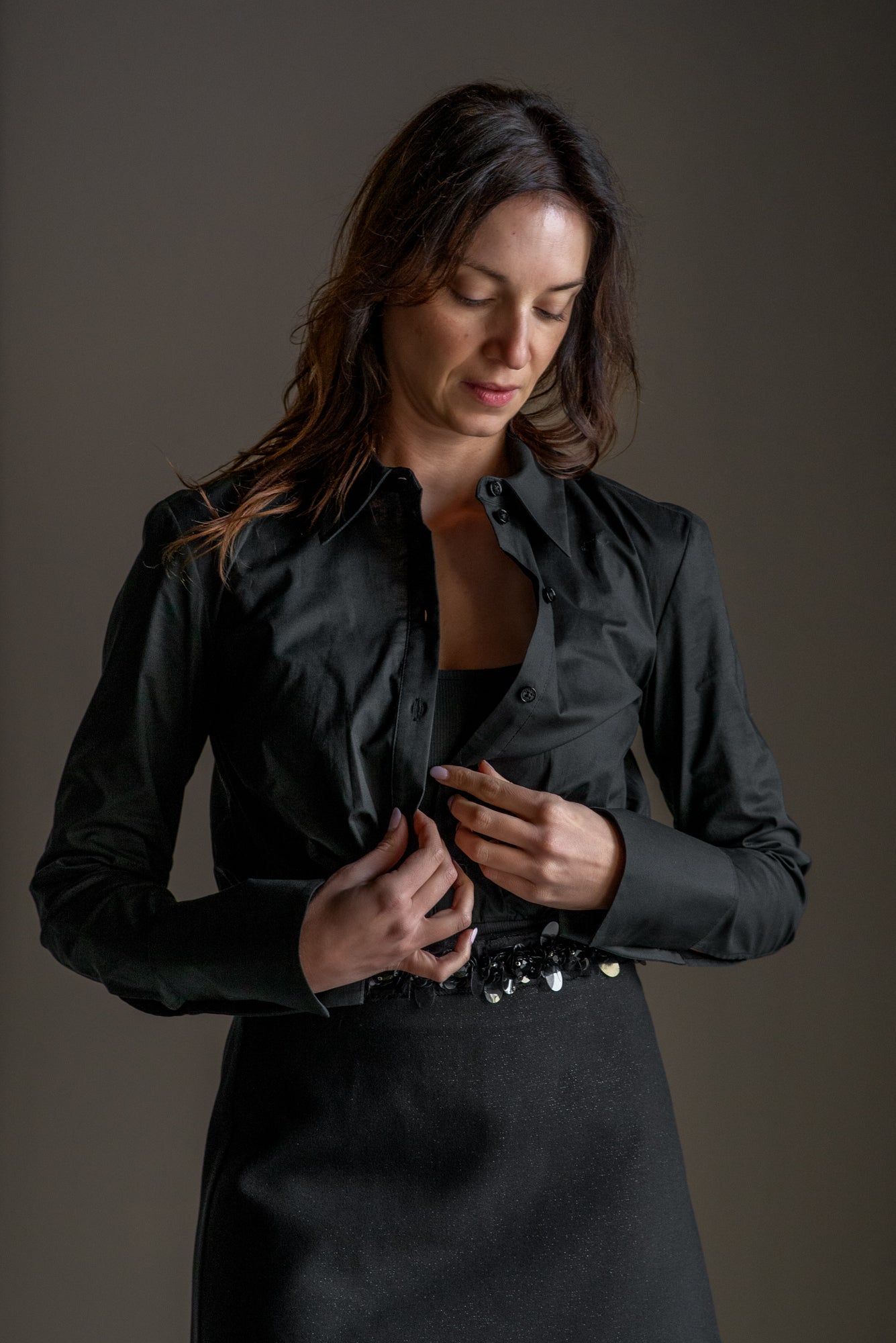 Camicia a body con dettaglio cut-out nero