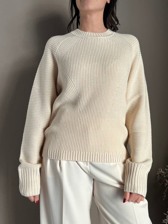 Maglia girocollo in misto lana Wooly White