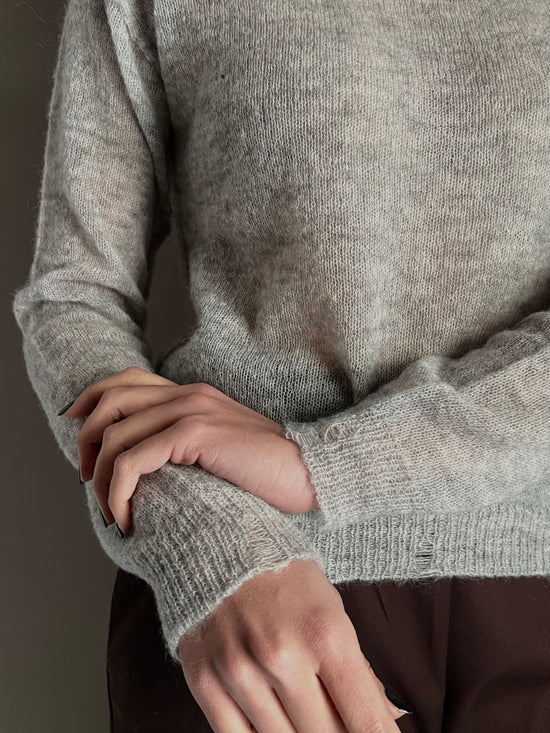 Maglia girocollo in lana e alpaca Noumeno Concept grigio perla