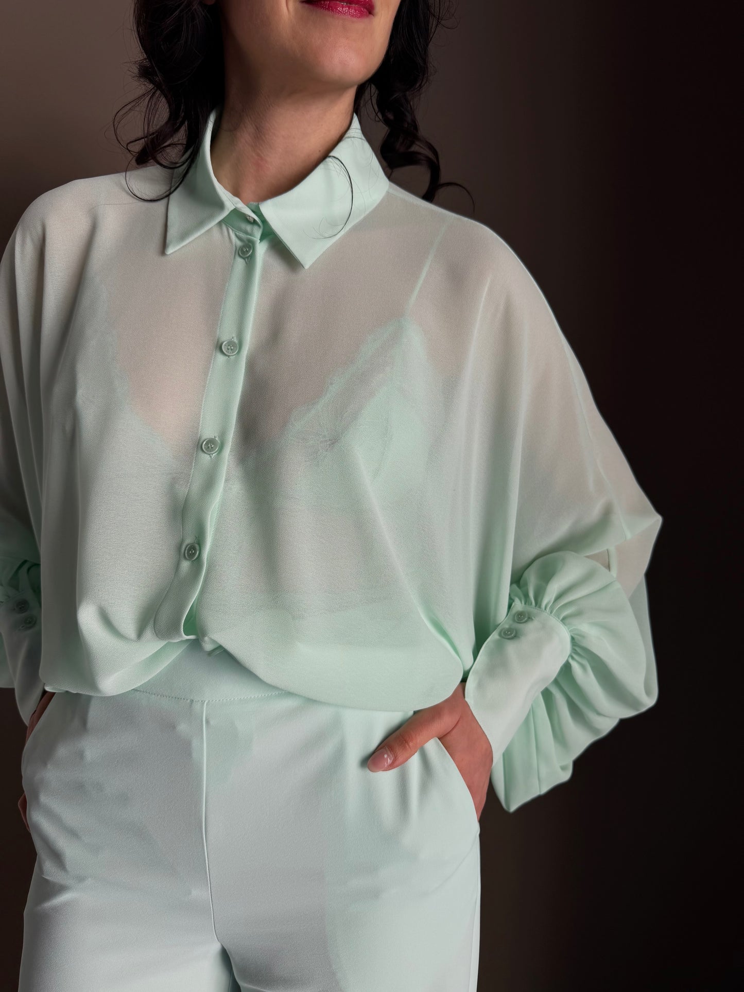 Camicia Patrizia Pepe Light Aqua