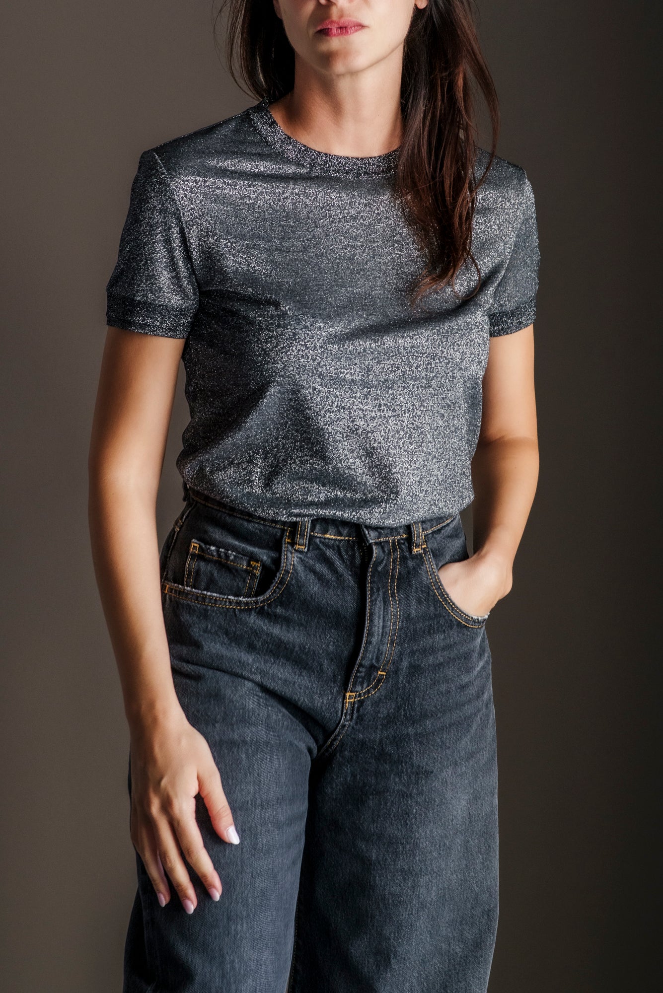 T-shirt Patrizia Pepe Lurex Gray