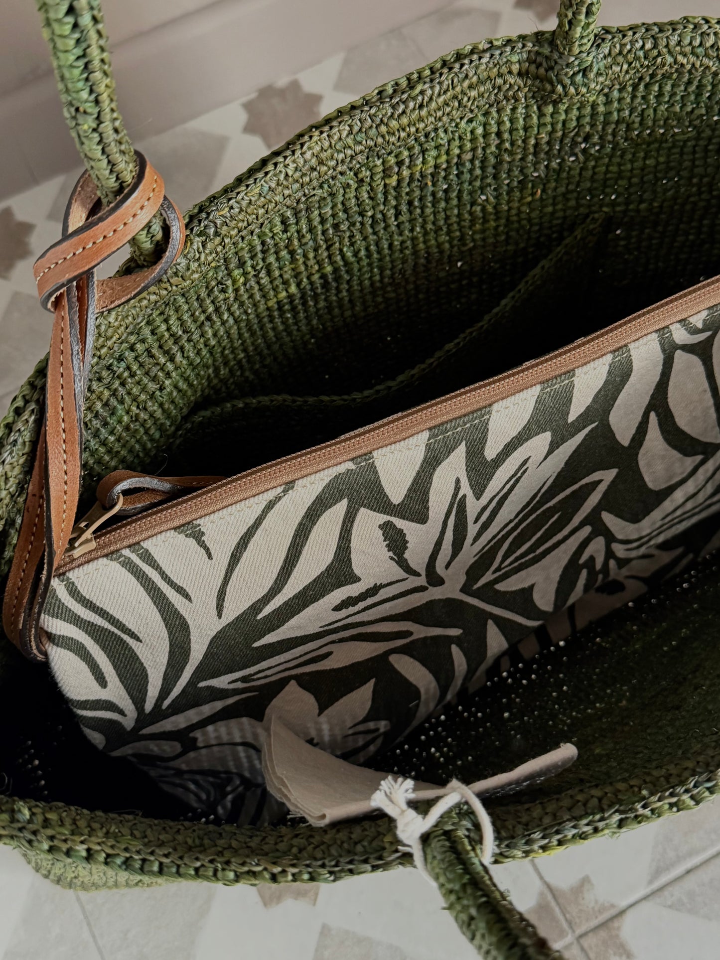 Borsa in rafia Alma Oliva