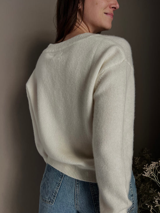 Maglia scollo a V in 100% cashemire milk