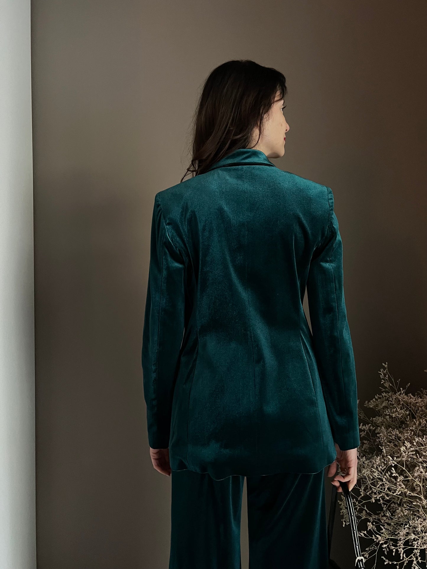 Giacca in velluto Gree con rever a contrasto