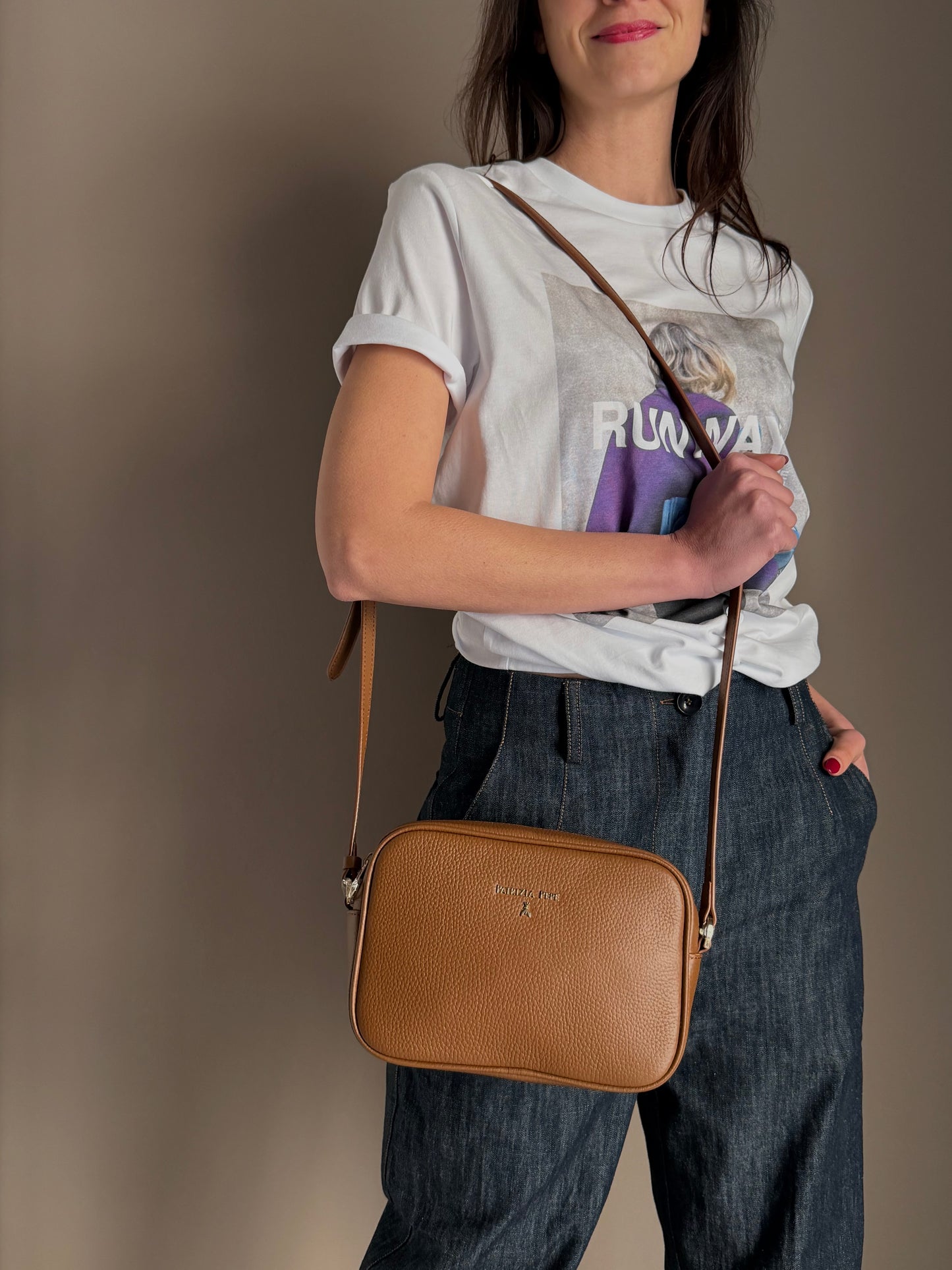 Borsa Tracolla in pelle martellata nera