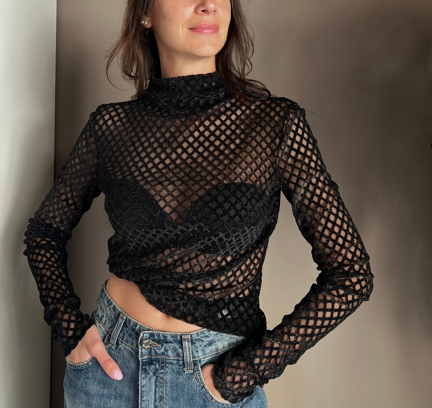 Maglia in rete collo alto