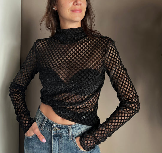 Maglia in rete collo alto