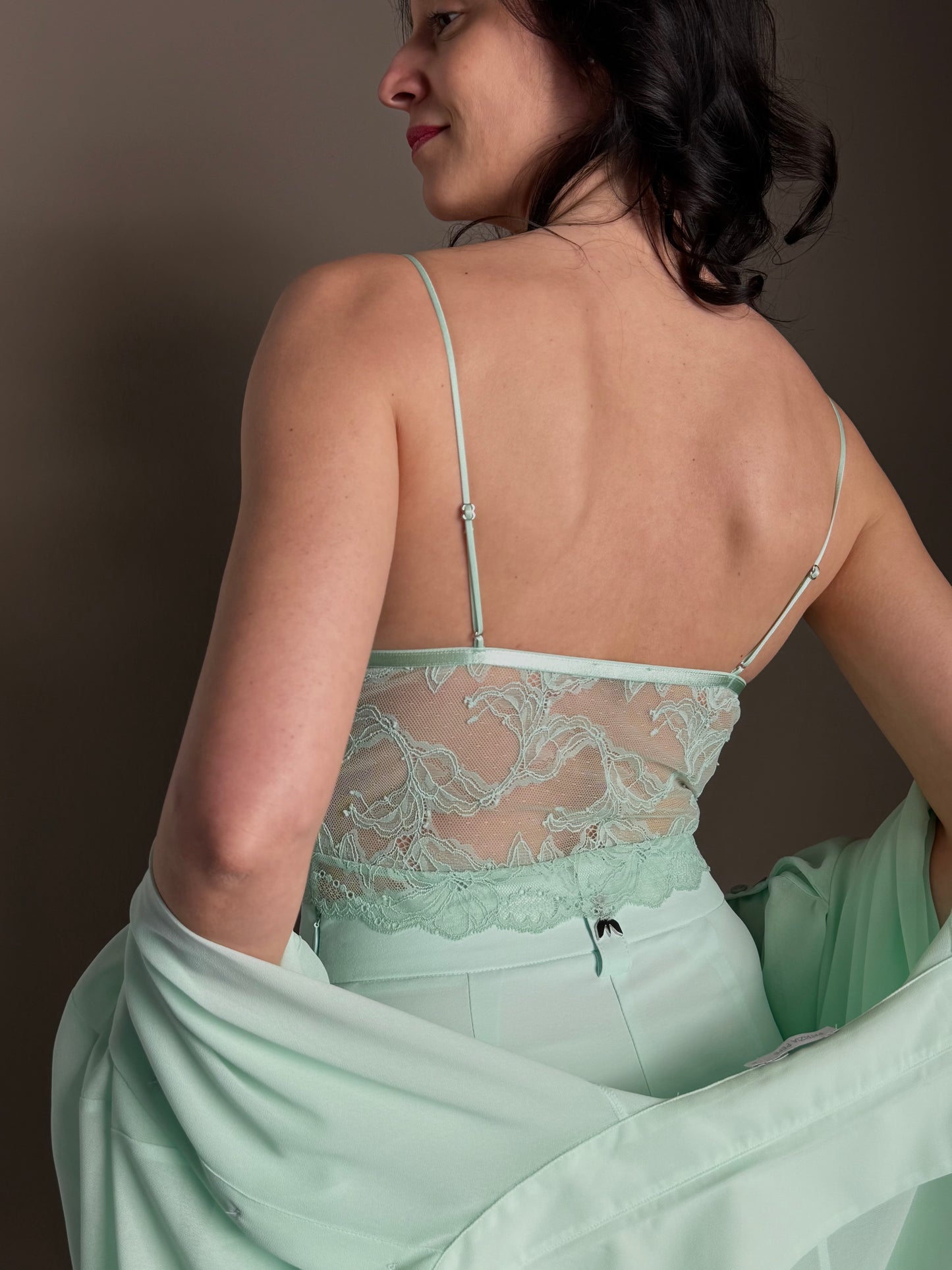 Top in pizzo Light Aqua