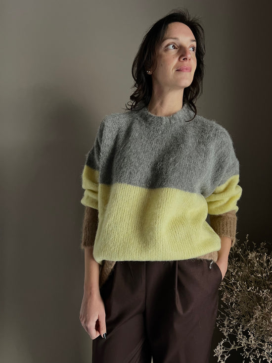 Maglione oversize in alpaca rigato