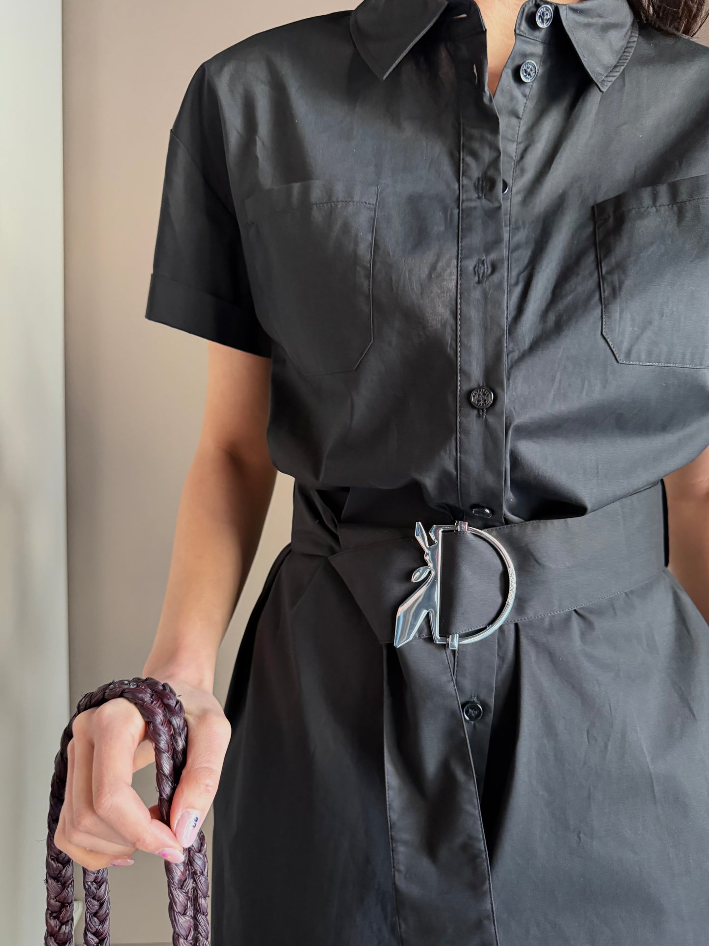 Chemisier in cotone nero