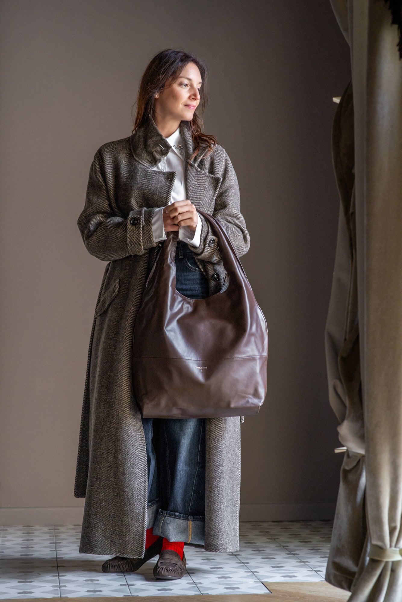 Borsa Hobo in pelle Patrizia Pepe Moro