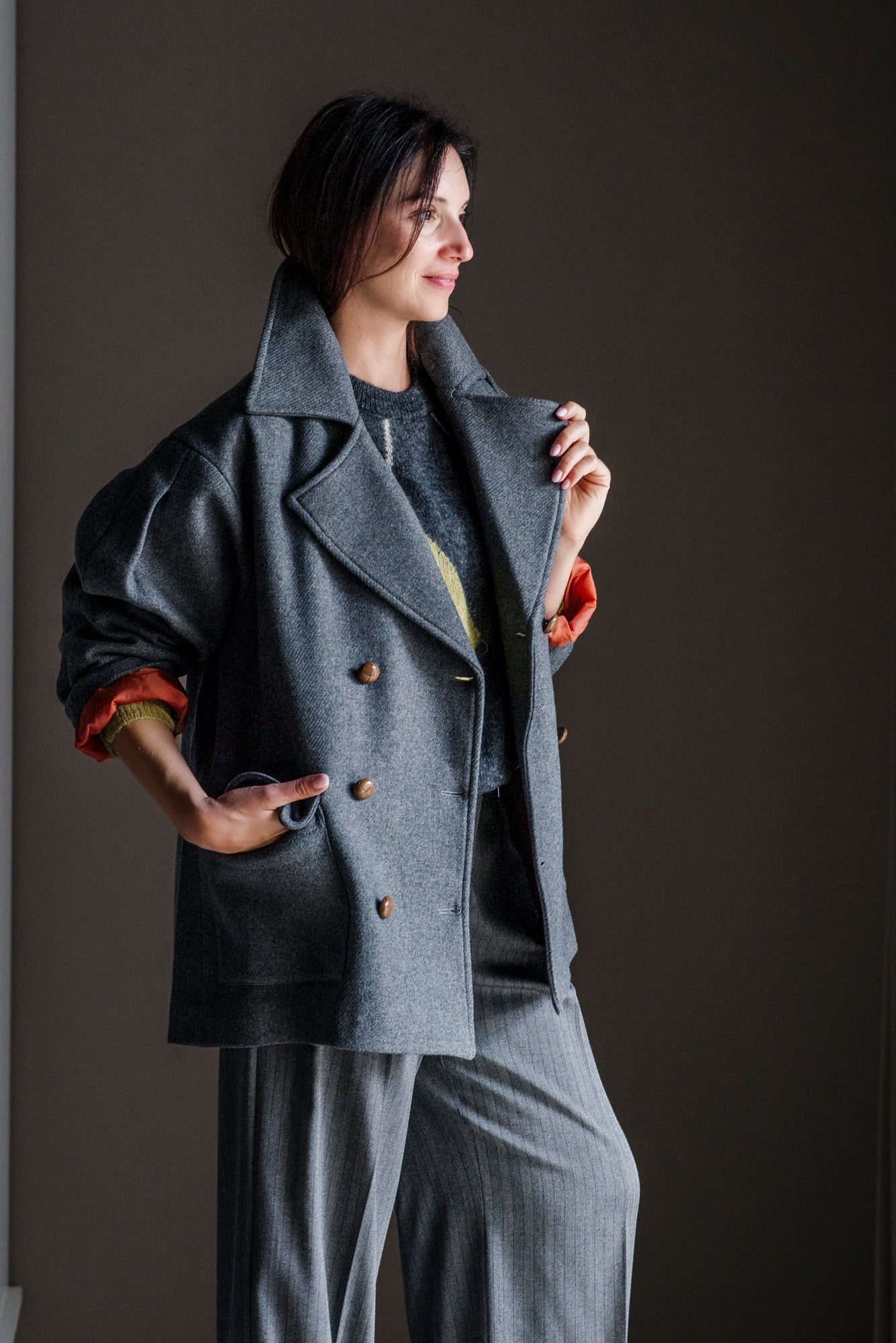 Caban oversize grigio