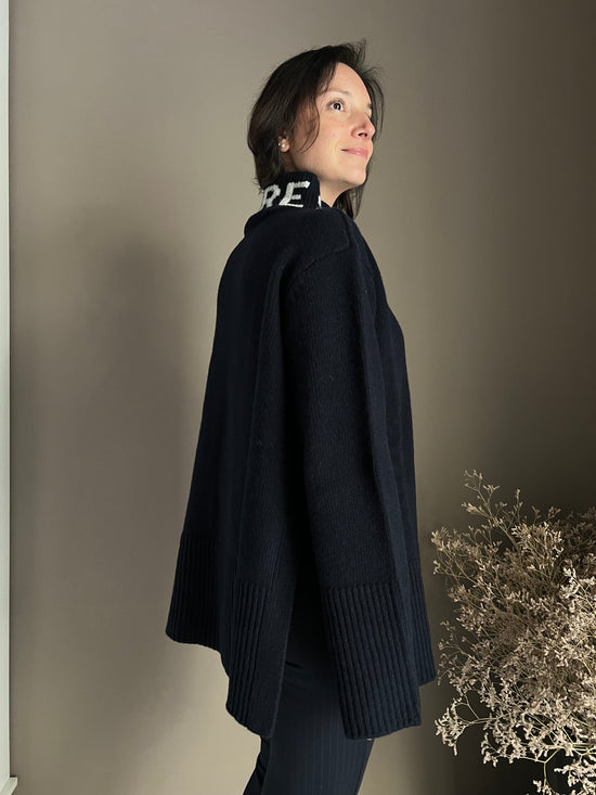 Maglione oversize So Allure con collo alto blu