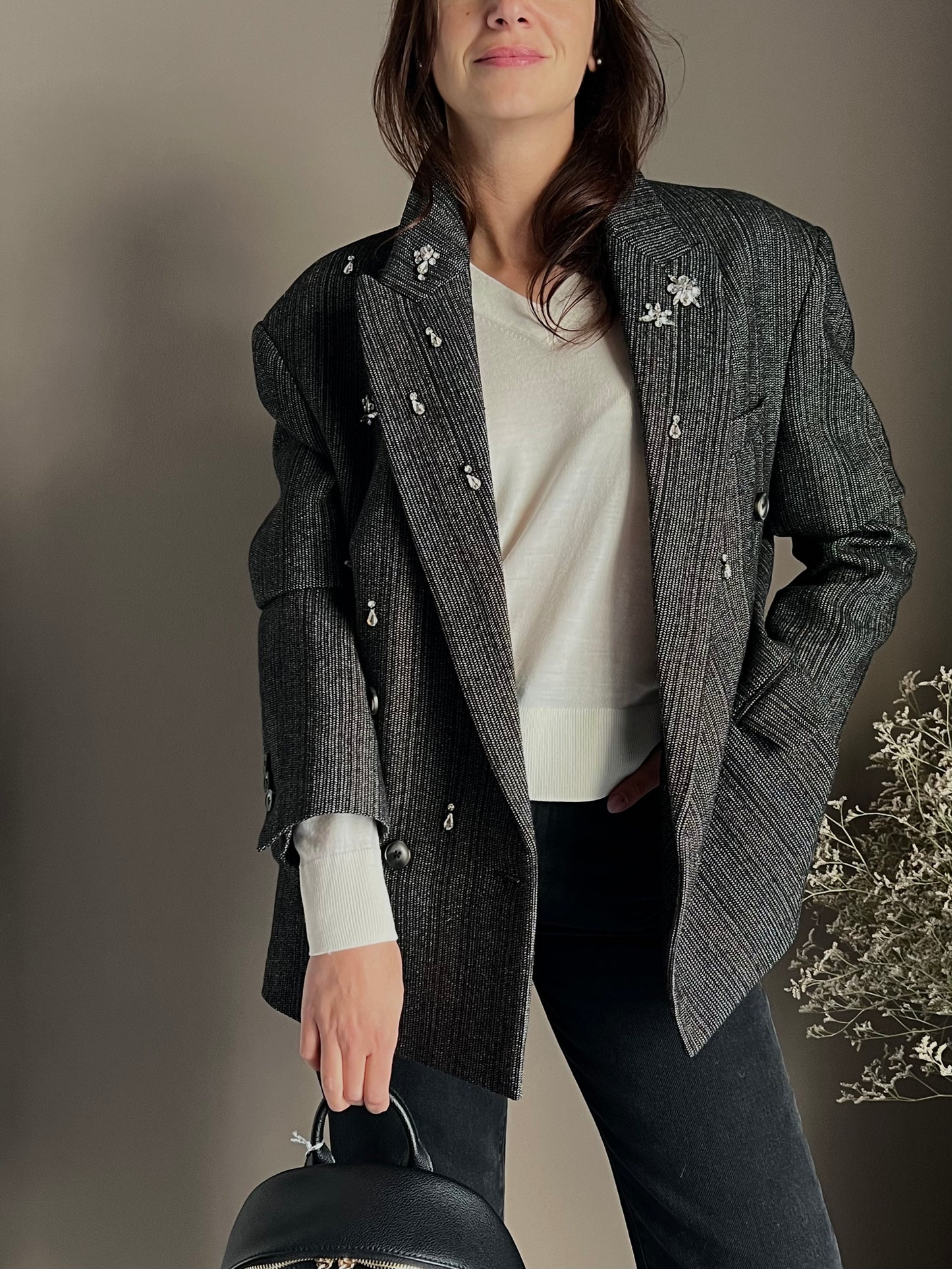 Giacca oversize con strass