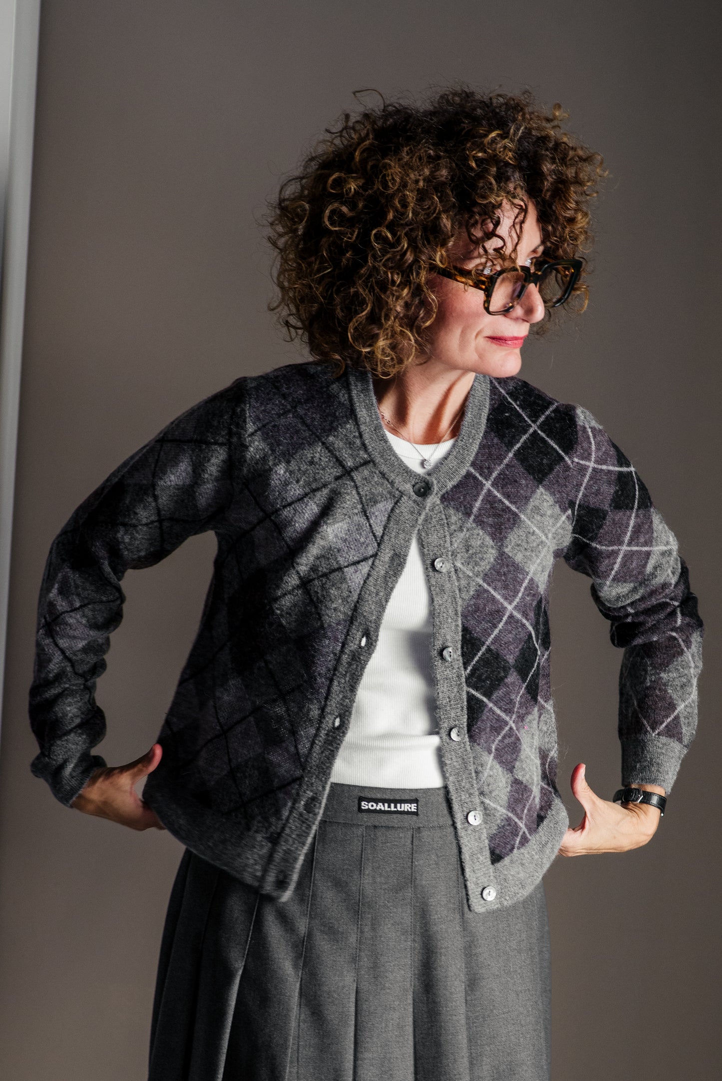 Cardigan Argyle grigio Alessia Santi