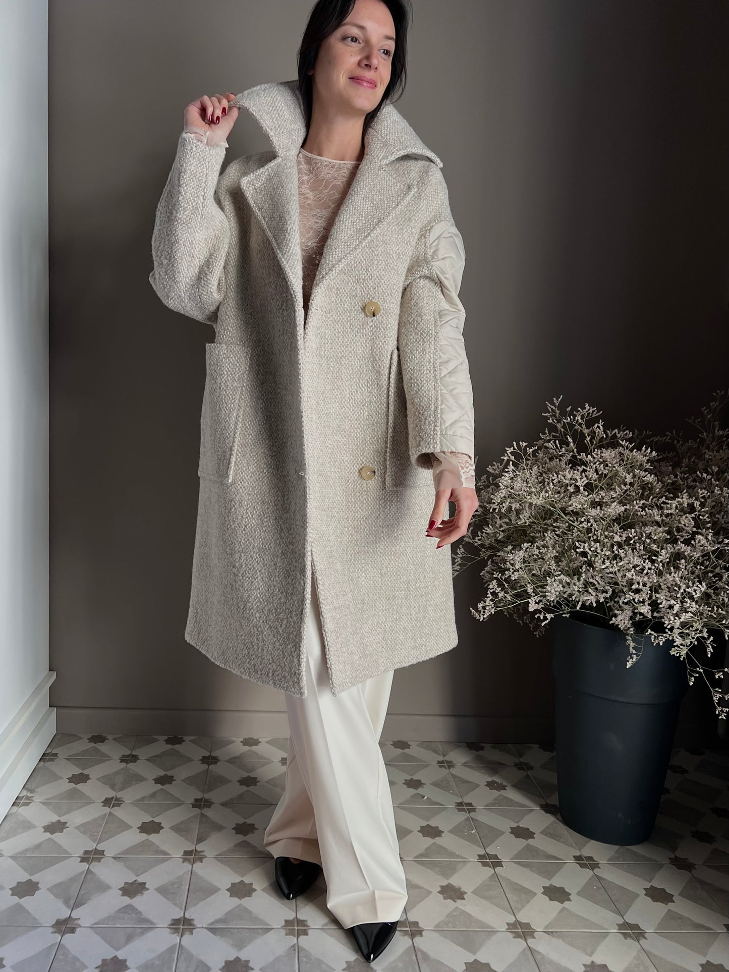 Cappotto midi in misto lana