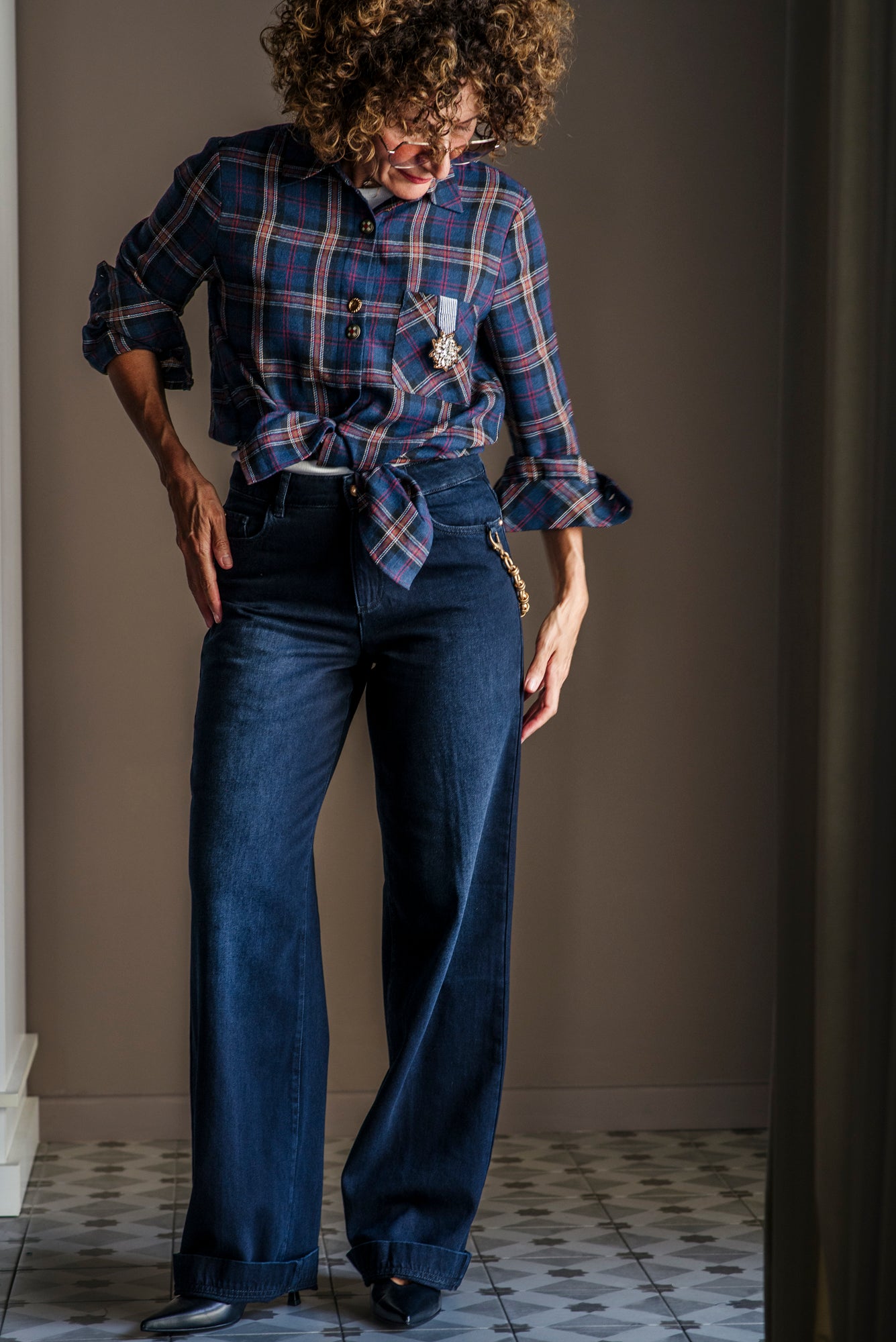 Camicia in flanella tartan blu