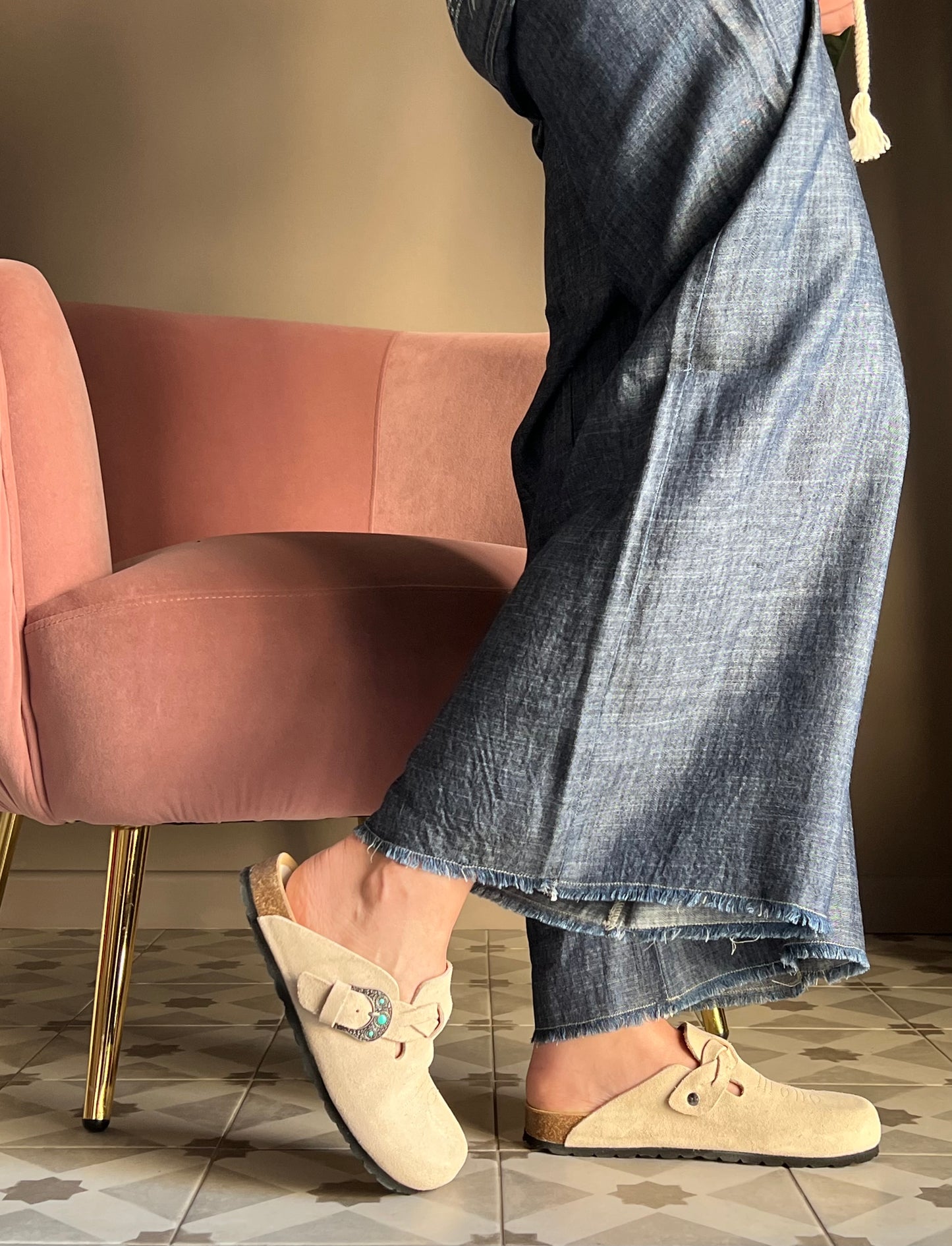 Pantalone palazzo in chambray