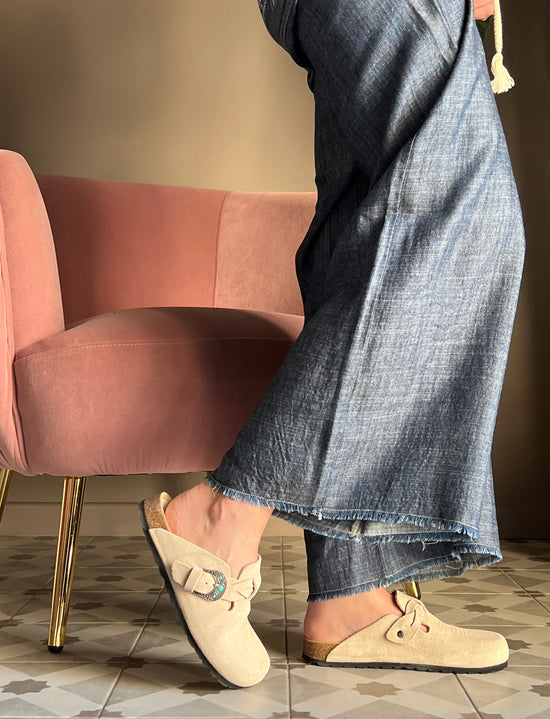 Pantalone palazzo in chambray