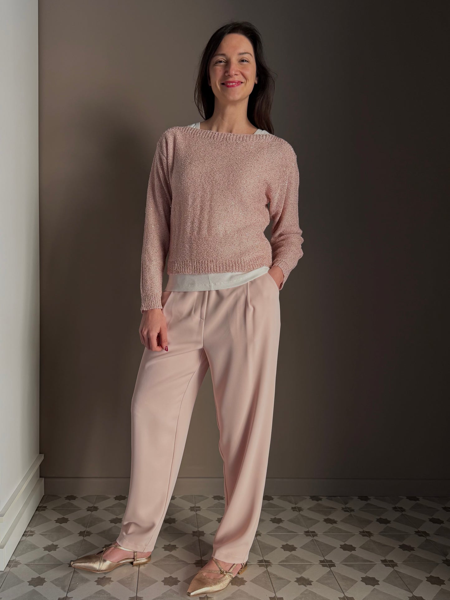 Maglia con micro paillettes