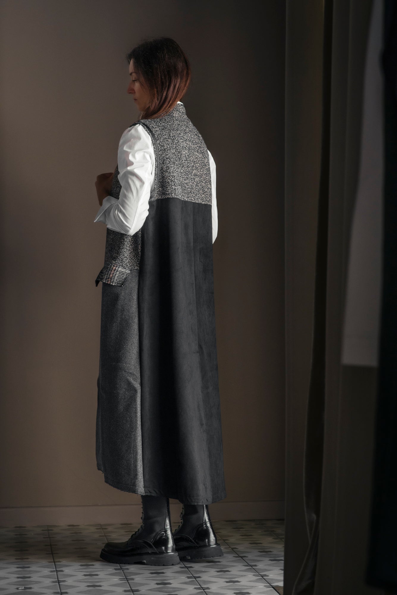 Cappotto senza maniche Patchwork