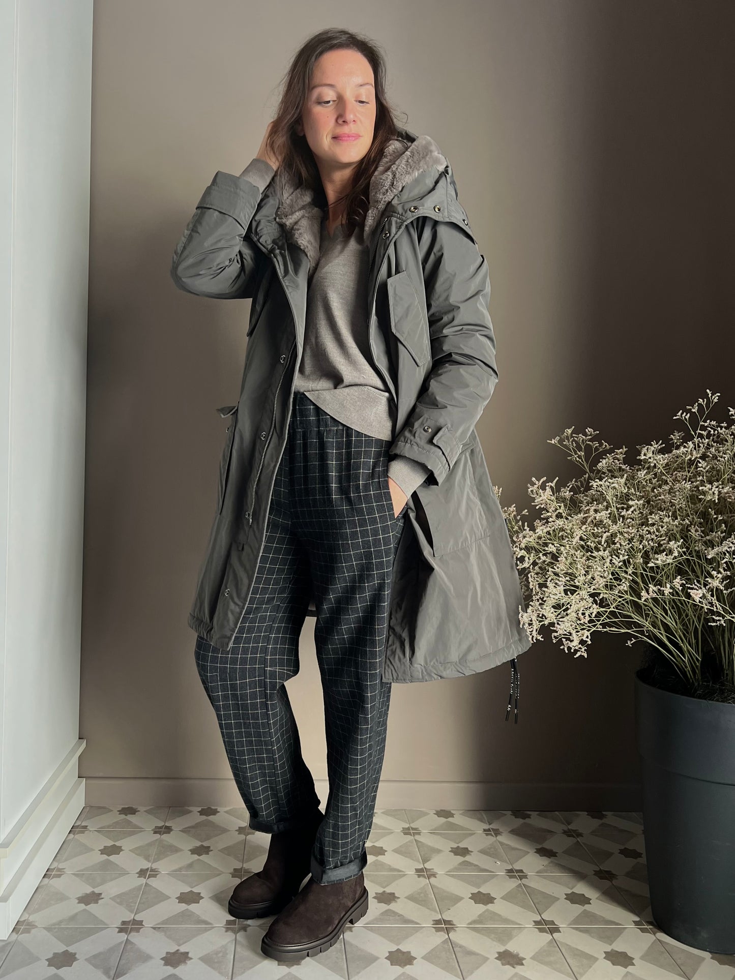 Giubbotto Parka imbottito con fodera in ecopelliccia